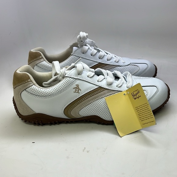 Men’s Original Penguin by Munsingwear Lace Up Shoes Size 11.5 White/Tan NIB - Picture 3 of 12